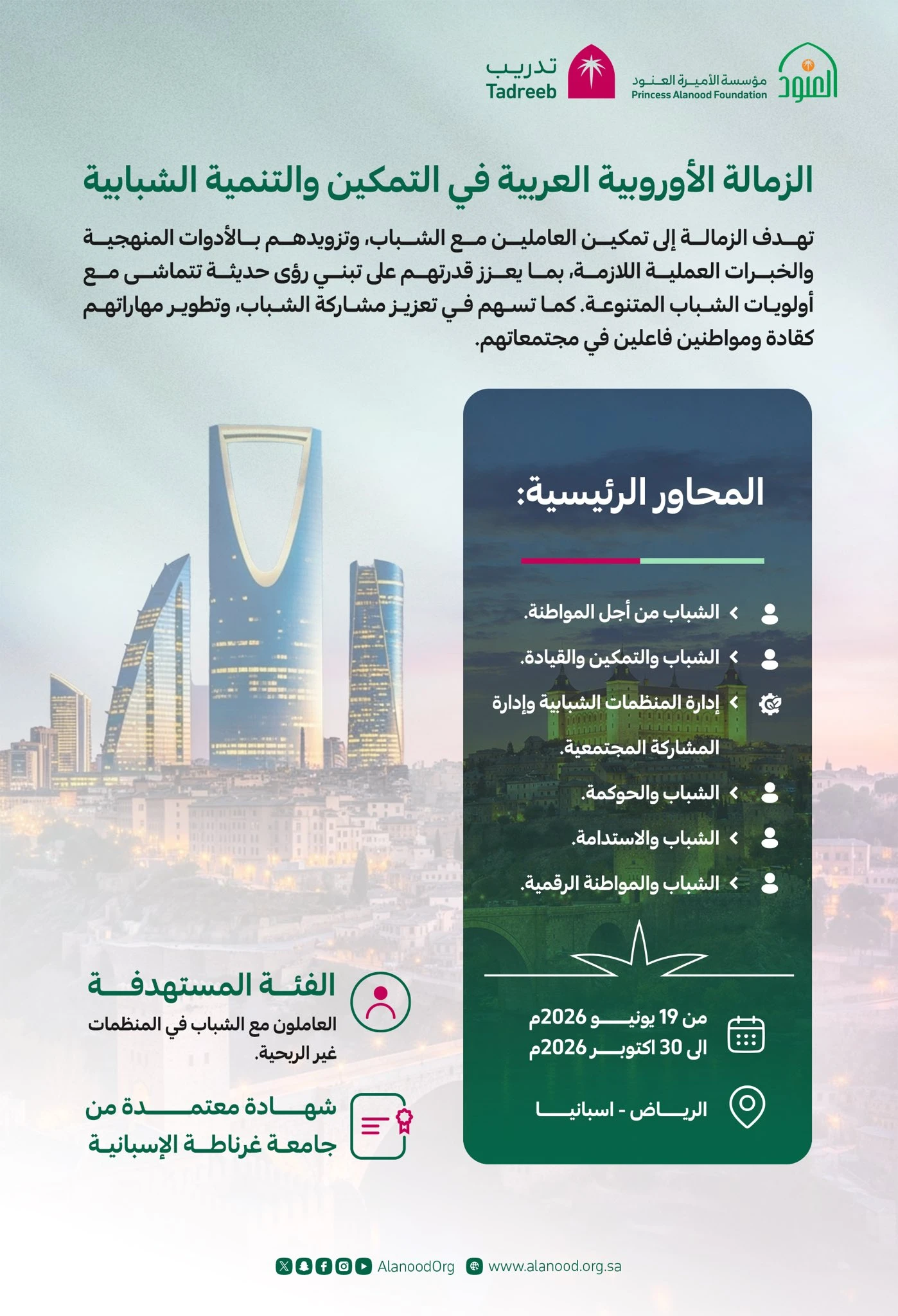 الزمالة الأوروبية العربية في التمكين والتنمية الشبابية أول زمالة متخصصة في هذا المجال