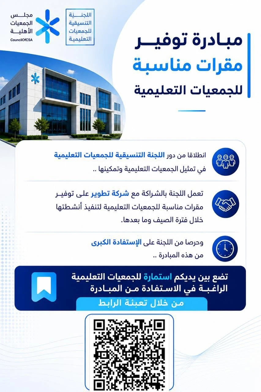 توفير مقرات مناسبة للجمعيات التعليمية لتنفيذ أنشطتها خلال فترة الصيف وما بعدها
