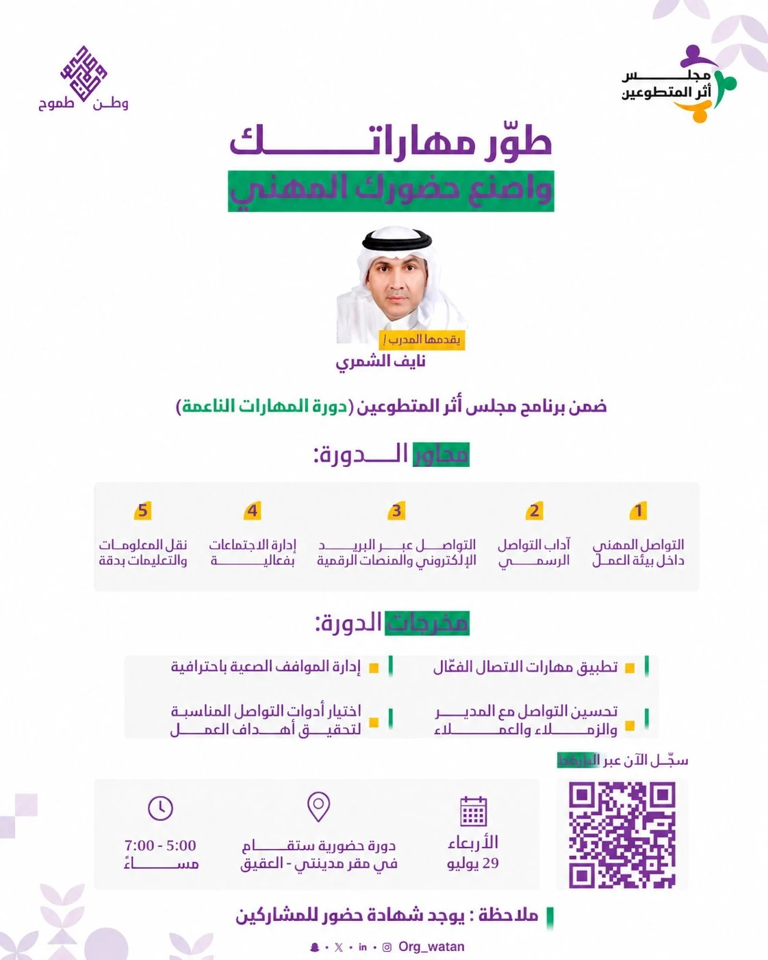 ضمن برنامح مجلس أثر المتطوعين (دورة المهارات الناعمة)