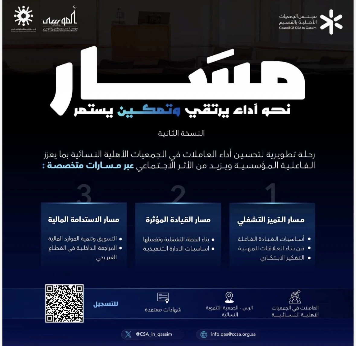 برنامج مسار رحلة تطويرية لتحسين أداء العاملات في الجمعيات الأهلية النسائية عبر مسارات متخصصة