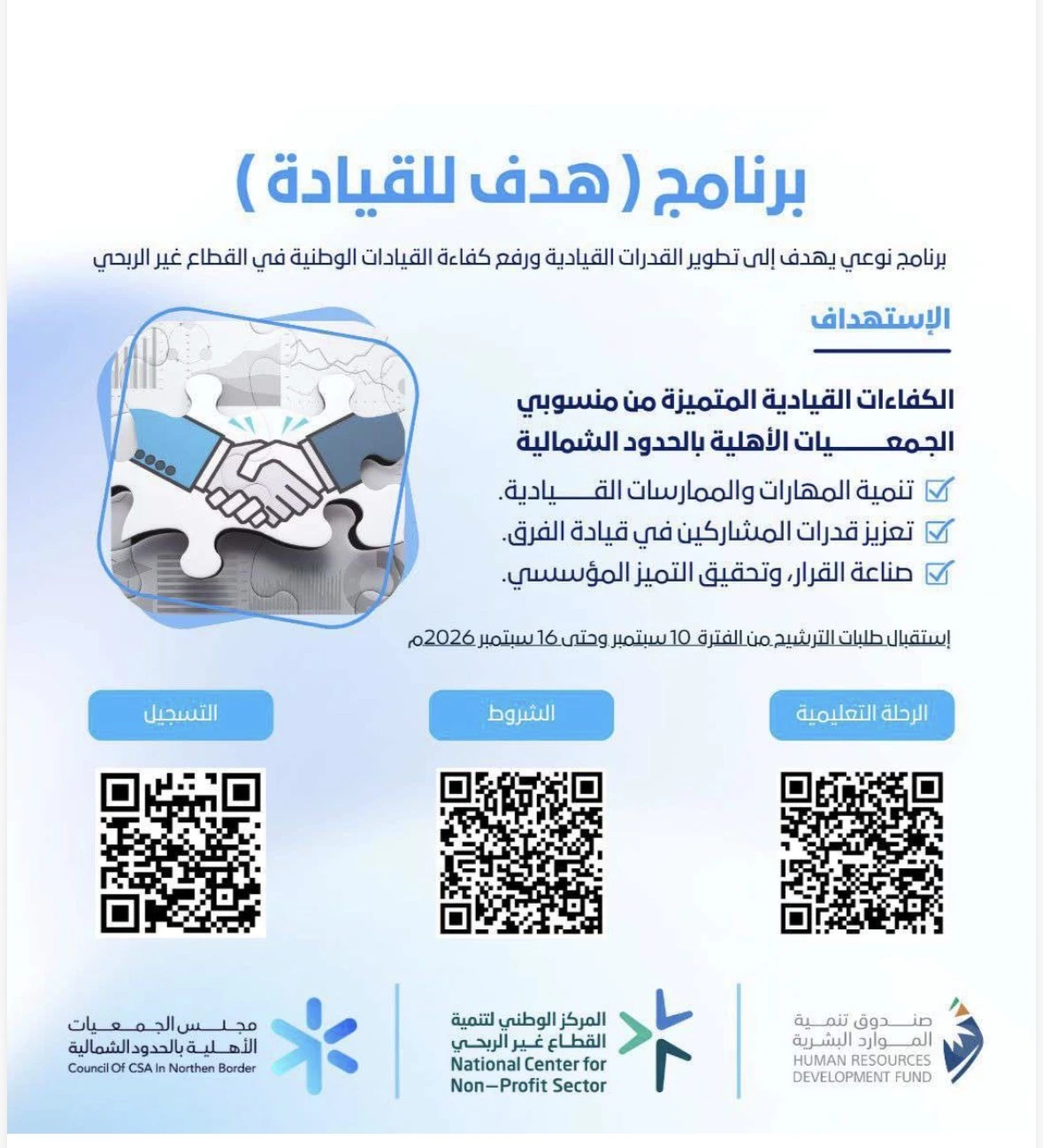 برنامج (هدف للقيادة) برنامج لتطوير القدرات القيادية ورفع كفاءة القيادات الوطنية في القطاع غير الربحي