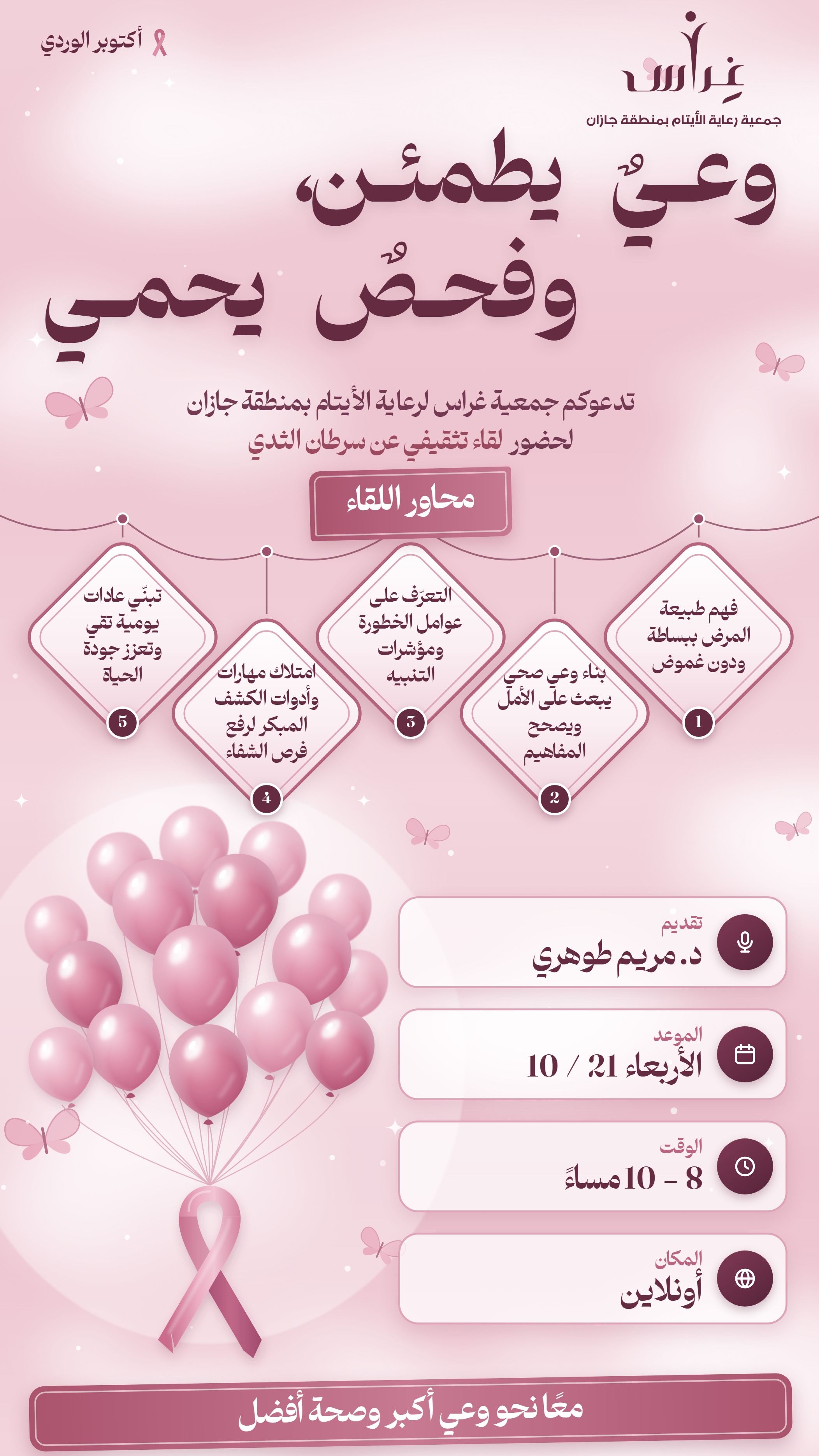 جمعية غراس تقدم لمستفيداتها لقاء تثقيفي عن سرطان الثدي